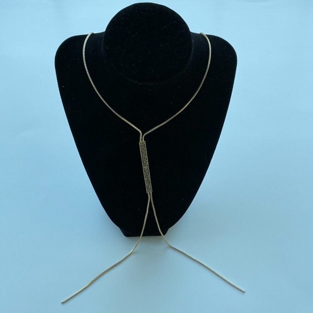 Lucky Brand Women Necklace Gold Tone Lariat marcasite beads Necklace Jewelry New